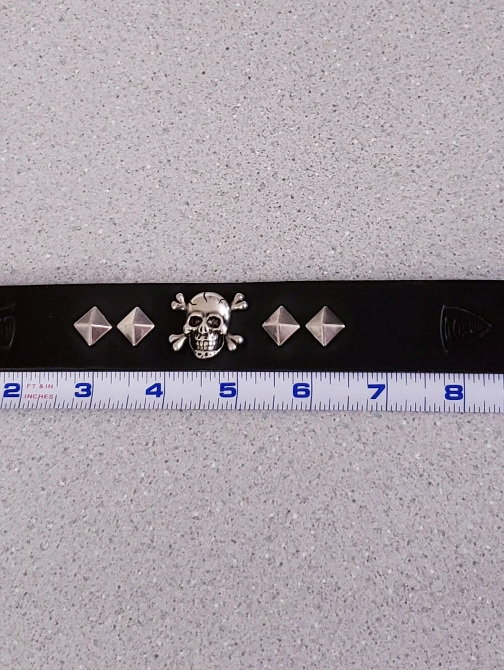 Sterling Skull Leather Wrist Cuff Bracelet